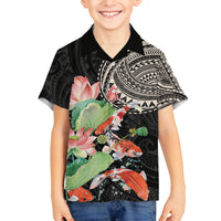 Personalized Japanese Koi Fish Family Matching Tank Maxi Dress and Hawaiian Shirt with Polynesian Pattern