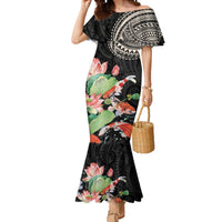 Personalized Japanese Koi Fish Mermaid Dress with Polynesian Pattern LT9 Women Black - Polynesian Pride