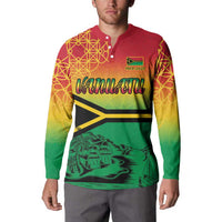 Hapi 45th Indipendens Dei Vanuatu Button Sweatshirt Yumi 1980 with Vanuatuan Beach Landscape