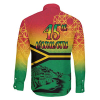 Hapi 45th Indipendens Dei Vanuatu Family Matching Long Sleeve Bodycon Dress and Hawaiian Shirt Yumi 1980 with Vanuatuan Beach Landscape LT9 - Polynesian Pride