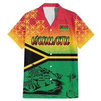 Hapi 45th Indipendens Dei Vanuatu Family Matching Mermaid Dress and Hawaiian Shirt Yumi 1980 with Vanuatuan Beach Landscape LT9 Dad's Shirt - Short Sleeve Red - Polynesian Pride