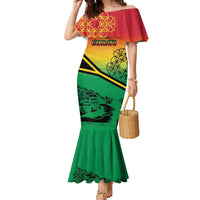 Hapi 45th Indipendens Dei Vanuatu Family Matching Mermaid Dress and Hawaiian Shirt Yumi 1980 with Vanuatuan Beach Landscape LT9 Mom's Dress Red - Polynesian Pride