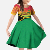 Hapi 45th Indipendens Dei Vanuatu Family Matching Short Sleeve Bodycon Dress and Hawaiian Shirt Yumi 1980 with Vanuatuan Beach Landscape LT9 Daughter's Dress Red - Polynesian Pride