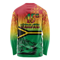 Hapi 45th Indipendens Dei Vanuatu Long Sleeve Shirt Yumi 1980 with Vanuatuan Beach Landscape