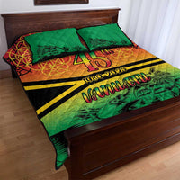 Hapi 45th Indipendens Dei Vanuatu Quilt Bed Set Yumi 1980 with Vanuatuan Beach Landscape