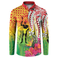 Vanuatu 45th Anniversary Button Sweatshirt Polynesian with Sand Drawing Pattern
