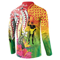 Vanuatu 45th Anniversary Button Sweatshirt Polynesian with Sand Drawing Pattern