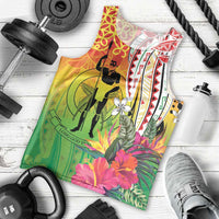 Vanuatu 45th Anniversary Men Tank Top Polynesian with Sand Drawing Pattern