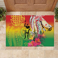 Vanuatu 45th Anniversary Rubber Doormat Polynesian with Sand Drawing Pattern