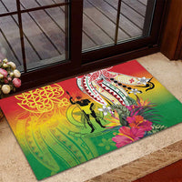 Vanuatu 45th Anniversary Rubber Doormat Polynesian with Sand Drawing Pattern