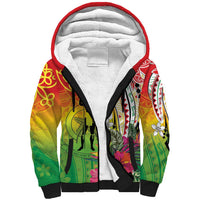 Vanuatu 45th Anniversary Sherpa Hoodie Polynesian with Sand Drawing Pattern