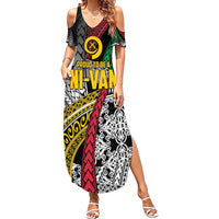 Vanuatu Proud to be Ni-van Personalised Family Matching Summer Maxi Dress and Hawaiian Shirt with Mutis En Atan Patterns