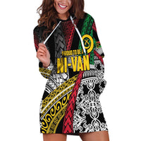 Vanuatu Proud to be Ni-van Personalised Hoodie Dress with Mutis En Atan Patterns LT9 Black - Polynesian Pride