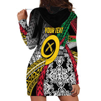 Vanuatu Proud to be Ni-van Personalised Hoodie Dress with Mutis En Atan Patterns LT9 - Polynesian Pride