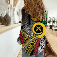 Vanuatu Proud to be Ni-van Personalised Women Casual Shirt with Mutis En Atan Patterns