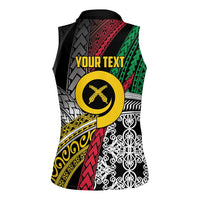 Vanuatu Proud to be Ni-van Personalised Women Sleeveless Polo Shirt with Mutis En Atan Patterns