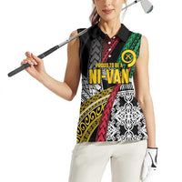 Vanuatu Proud to be Ni-van Personalised Women Sleeveless Polo Shirt with Mutis En Atan Patterns