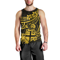 Fiji Islands Men Tank Top Coat of Arms Fijian Flower Polynesian Pattern - Yellow LT9 - Polynesian Pride