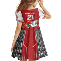 Custom Tonga Rugby Family Matching Off The Shoulder Long Sleeve Dress and Hawaiian Shirt Mate Maa Kupesi Style LT9 - Polynesian Pride
