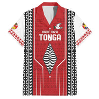 Custom Tonga Rugby Family Matching Off The Shoulder Long Sleeve Dress and Hawaiian Shirt Mate Maa Kupesi Style LT9 Dad's Shirt - Short Sleeve Red - Polynesian Pride