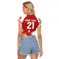Custom Tonga Rugby Raglan Cropped T Shirt Mate Maa Kupesi Style
