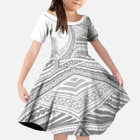 American Samoa White Sunday Family Matching Mermaid Dress and Hawaiian Shirt Polynesian Lotu Tamaiti LT9 Daughter's Dress White - Polynesian Pride