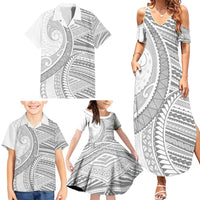 American Samoa White Sunday Family Matching Summer Maxi Dress and Hawaiian Shirt Polynesian Lotu Tamaiti LT9 - Polynesian Pride