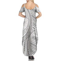 American Samoa White Sunday Family Matching Summer Maxi Dress and Hawaiian Shirt Polynesian Lotu Tamaiti LT9 - Polynesian Pride