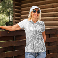 American Samoa White Sunday Women Polo Shirt Polynesian Lotu Tamaiti - Polynesian Pride