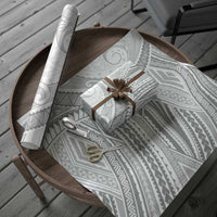 American Samoa White Sunday Wrapping Paper Polynesian Lotu Tamaiti - Polynesian Pride