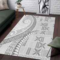 Niue White Sunday Area Rug Niuean Lotu Tamaiti Hiapo Pattern LT9 White - Polynesian Pride