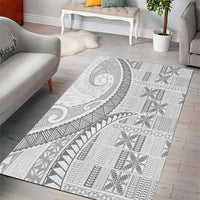 Niue White Sunday Area Rug Niuean Lotu Tamaiti Hiapo Pattern LT9 - Polynesian Pride