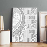Niue White Sunday Canvas Wall Art Niuean Lotu Tamaiti Hiapo Pattern LT9 - Polynesian Pride
