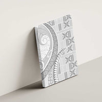 Niue White Sunday Canvas Wall Art Niuean Lotu Tamaiti Hiapo Pattern LT9 - Polynesian Pride