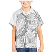 Niue White Sunday Family Matching Mermaid Dress and Hawaiian Shirt Niuean Lotu Tamaiti Hiapo Pattern LT9 Son's Shirt White - Polynesian Pride