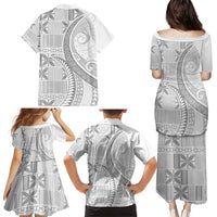 Niue White Sunday Family Matching Puletasi and Hawaiian Shirt Niuean Lotu Tamaiti Hiapo Pattern LT9 - Polynesian Pride