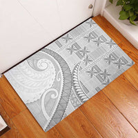 Niue White Sunday Rubber Doormat Niuean Lotu Tamaiti Hiapo Pattern LT9 - Polynesian Pride