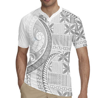 Niue White Sunday Rugby Jersey Niuean Lotu Tamaiti Hiapo Pattern LT9 - Polynesian Pride