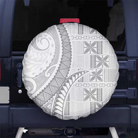 Niue White Sunday Spare Tire Cover Niuean Lotu Tamaiti Hiapo Pattern LT9 No hole White - Polynesian Pride