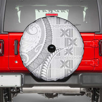 Niue White Sunday Spare Tire Cover Niuean Lotu Tamaiti Hiapo Pattern LT9 - Polynesian Pride