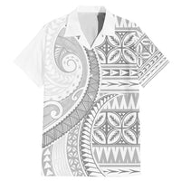 Polynesian White Sunday Family Matching Mermaid Dress and Hawaiian Shirt Lotu Tamaiti Melanesian Pattern LT9 Dad's Shirt - Short Sleeve White - Polynesian Pride