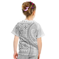 Polynesian White Sunday Kid T Shirt Lotu Tamaiti Melanesian Pattern LT9 - Polynesian Pride