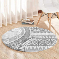 Polynesian White Sunday Round Carpet Lotu Tamaiti Melanesian Pattern LT9 - Polynesian Pride