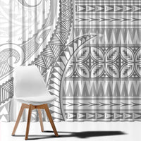 Polynesian White Sunday Window Curtain Lotu Tamaiti Melanesian Pattern LT9 - Polynesian Pride