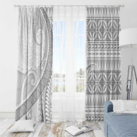 Polynesian White Sunday Window Curtain Lotu Tamaiti Melanesian Pattern LT9 - Polynesian Pride