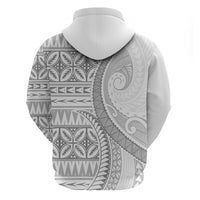 Polynesian White Sunday Zip Hoodie Lotu Tamaiti Melanesian Pattern LT9 - Polynesian Pride