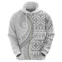 Polynesian White Sunday Zip Hoodie Lotu Tamaiti Melanesian Pattern LT9 - Polynesian Pride