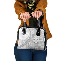 Samoa Siapo White Sunday Shoulder Handbag Lotu Tamaiti Polynesian White Pattern - Polynesian Pride