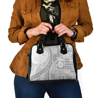 Samoa Siapo White Sunday Shoulder Handbag Lotu Tamaiti Polynesian White Pattern - Polynesian Pride