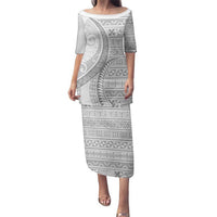 Tokelau White Sunday Family Matching Puletasi and Hawaiian Shirt Lotu Tamaiti Ngatu Tokelau Feletoa Manulua LT9 Mom's Dress White - Polynesian Pride